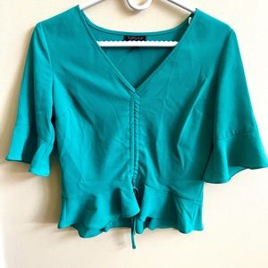Topshop Ruffled V Neck Top